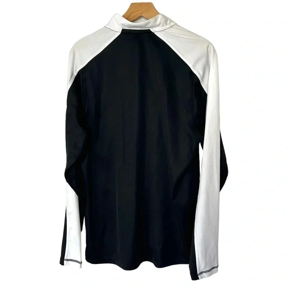 Adidas 1/4 Zip Pullover Size M Black White Climalite‎ Long Sleeve Activewear